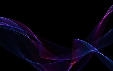 Dark abstract background with a glowing abstract waves