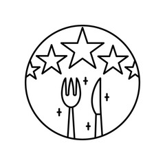 Obraz premium Stars, fork, knife, rating icon. Simple line, outline vector of take away icons for ui and ux, website or mobile application