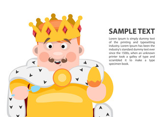 King of diamonds. Playing cards with cartoon cute characters. Background with a zone for text and a funny character.