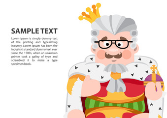 King of heart. Playing cards with cartoon cute characters. Background with a zone for text and a funny character.