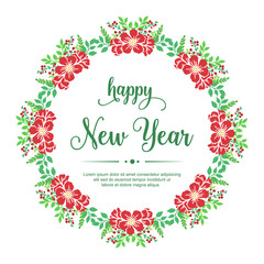 Fototapeta na wymiar Invitation card happy new year, with abstract red wreath frame. Vector