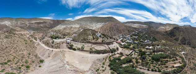 Aerial View of ancient pantheon in Real de catorce Mexico