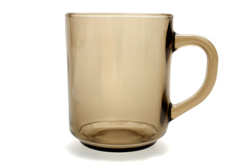 Mug, dark and empty. White background, isolated.