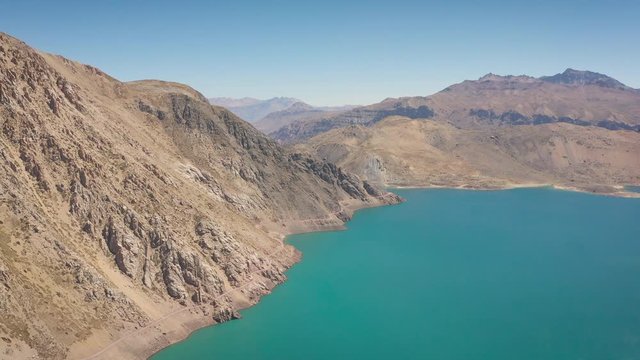 Aerial shots of Maipo reservoir and Yeso Natural Park at Santiago - Chile