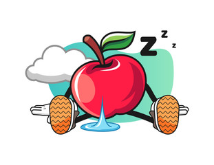 Apple sleep mascot design vector. Cartoon character illustration for business, t shirt, sticker.