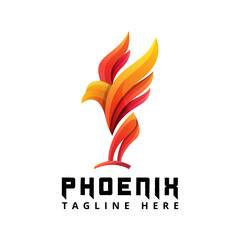 phoenix illustration logo template, eagle colorful logo