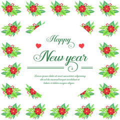Decorative of cute leaf flower frame for various pattern of card happy new year. Vector