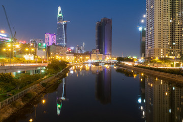 Obraz premium NIght View in Ho Chi Minh City, Vietnam