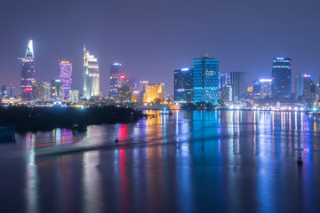 Fototapeta na wymiar NIght View in Ho Chi Minh City, Vietnam