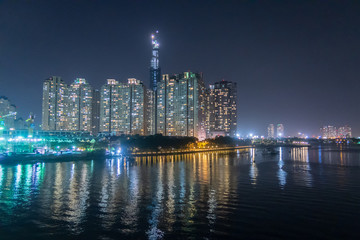 Obraz premium NIght View w Ho Chi Minh City, Wietnam