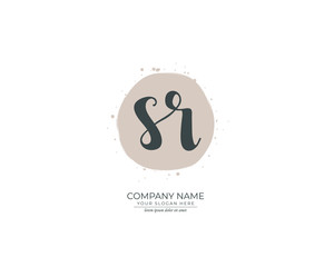 S R SR Initial handwriting logo design. Beautyful design handwritten logo for fashion, team, wedding, luxury logo.