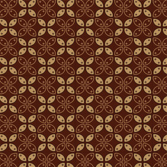 Javanese batik seamless patern with brown colorway. - Various Indonesian batik motifs. Batik Kawung.