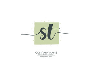S T ST Initial handwriting logo design. Beautyful design handwritten logo for fashion, team, wedding, luxury logo.