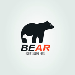 The negative space that forms two bears, mother and baby bear, bear logo. vector illustration