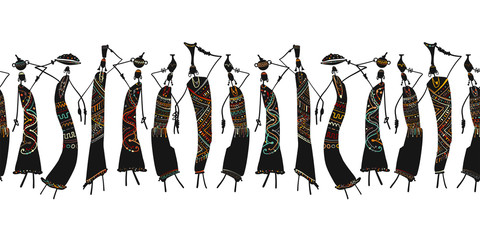 African women with jugs, seamless pattern for your design