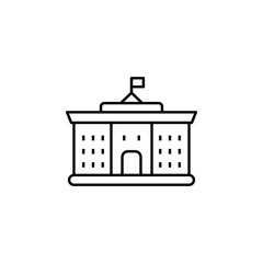 building, school line icon on white background