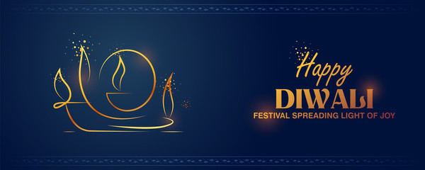 Fototapeta na wymiar illustration of burning diya on happy Diwali Holiday background for light festival of India