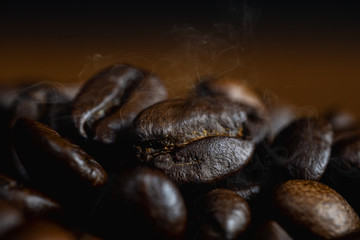 closeup background of arabica coffee beans