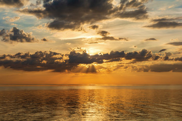 Fototapeta na wymiar Sunset on Lake Peipsi. Pskov region. Russia