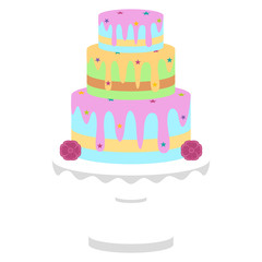 Isolated birthday cake icon over a white background - Vector