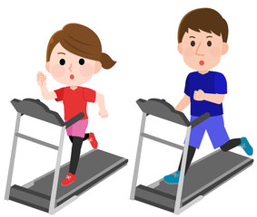 スクワット 筋トレ 男性女性 イラスト Wall Mural こけ田