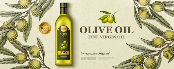 Flat lay olive oil ads