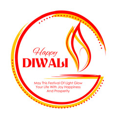 illustration of burning diya on happy Diwali Holiday background for light festival of India