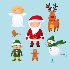 Obraz na płótnie Canvas Cute hand drawn Christmas holiday characters collection. Vector eps10.