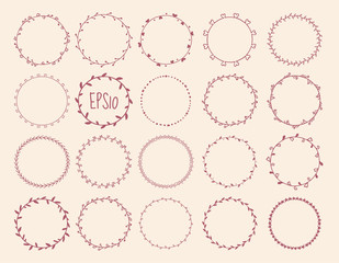 Cute round and oval shaped frames decorative design elements. Vector eps10.