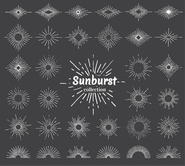 Vintage sunburst with radial sun beams vector collection background. EPS10.