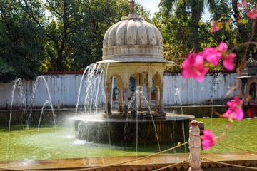 Fontain in Saheliyon ki Bari gardens or Courtyard of the Maidens in Udaipur. India