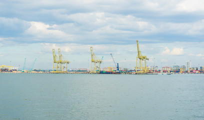 Panoramic view of Penang Port in Butterworth, Malaysia