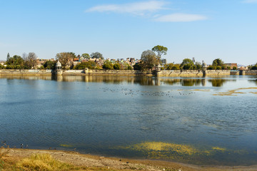 Fototapeta premium Swaroop Sagar Lake is an artificially created lake. Udaipur. India