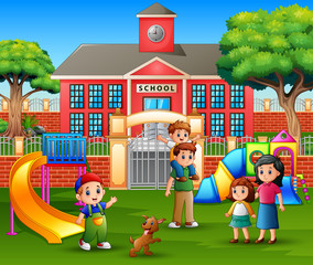 Obraz na płótnie Canvas Children with family in the playground