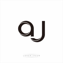 aj Initial Letter Split Lowercase Modern Monogram linked outline rounded logo