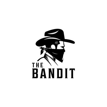 Bandit Cowboy with Bandana Scarf Mask illustration logo