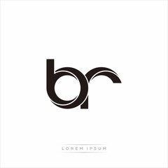 br Initial Letter Split Lowercase Modern Monogram linked outline rounded logo - obrazy, fototapety, plakaty