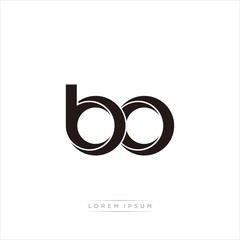 bo Initial Letter Split Lowercase Modern Monogram linked outline rounded logo