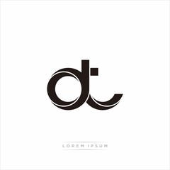 dt Initial Letter Split Lowercase Modern Monogram linked outline rounded logo