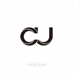 cu Initial Letter Split Lowercase Modern Monogram linked outline rounded logo