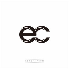ec Initial Letter Split Lowercase Modern Monogram linked outline rounded logo - obrazy, fototapety, plakaty