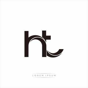 ht Initial Letter Split Lowercase Modern Monogram linked outline rounded logo