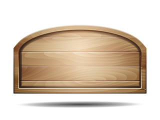 Vector realistic illustration of wooden signboard on white