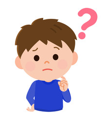 疑問を持つ男の子　上半身　イラスト