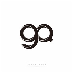 gq Initial Letter Split Lowercase Modern Monogram linked outline rounded logo