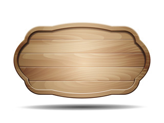 Vector realistic illustration of wooden signboard on white