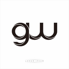 gw Initial Letter Split Lowercase Modern Monogram linked outline rounded logo