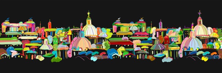 Cityscape background, seamless pattern for your design