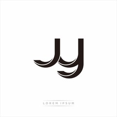 jy Initial Letter Split Lowercase Modern Monogram linked outline rounded logo
