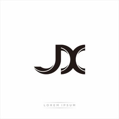 jx Initial Letter Split Lowercase Modern Monogram linked outline rounded logo